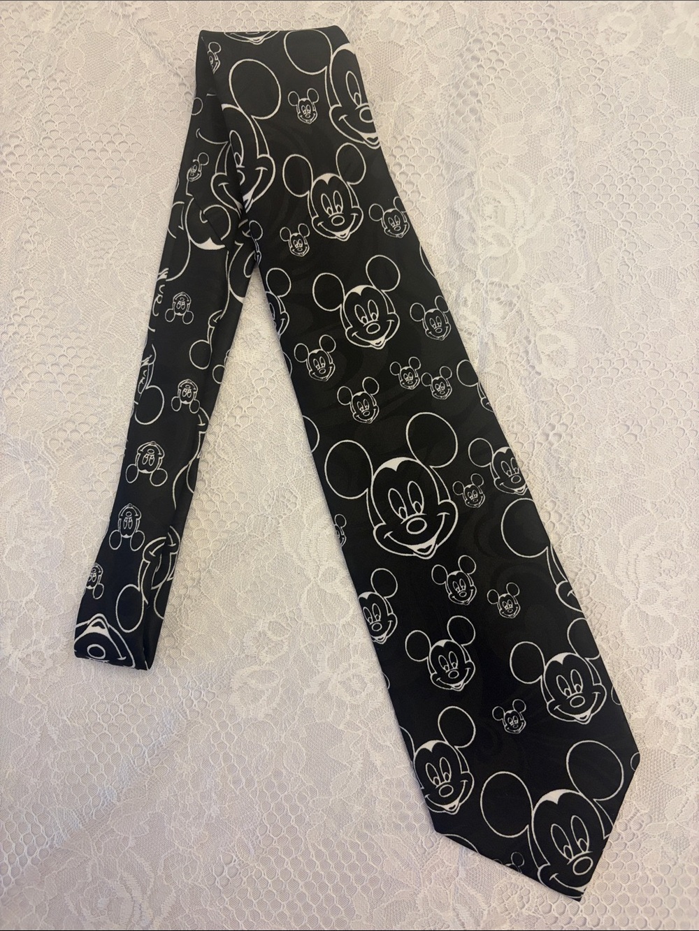 Vintage Disney Mickey Mouse Black & White Novelty Necktie